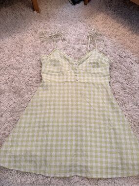 Gianni Bini Green and White Gingham Maxi Dress